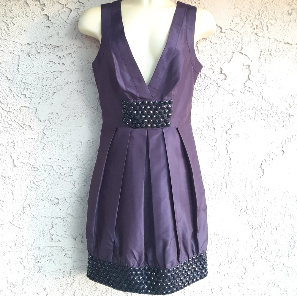 BEBE Purple Cocktail Silk Dress Size XS